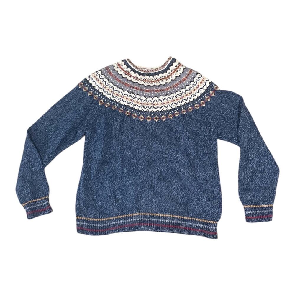 Vintage Tiara International Sweater Women Blue Ramie Cotton Medium